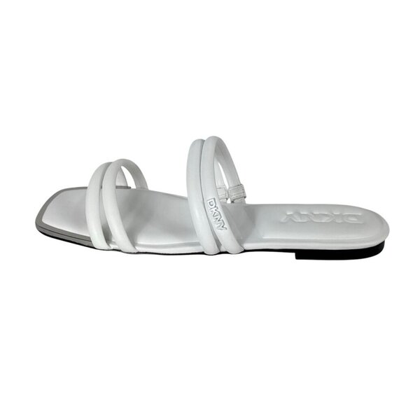 DKNY Dee Women's 8M Multiband Flat Sandal White Square Toe NWOB - Picture 1 of 13